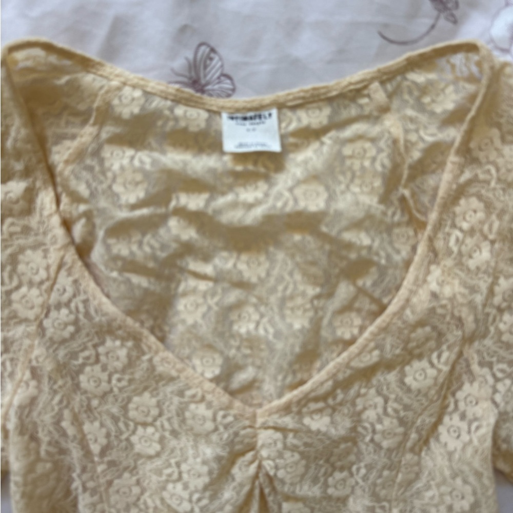 Free People | Intimately Ivory Lace Long Sleeve Mini Dress - S - Picture 5 of 5